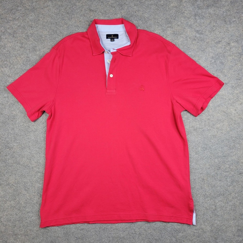 Brooks Brothers Polo Shirt Mens Large Red Solid 100% Cotton Knit Casual‎ Top
